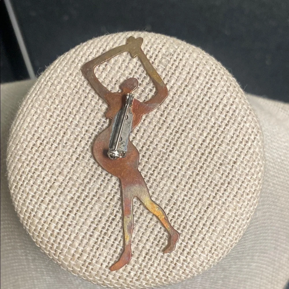Copper Color Woman Silhouette Brooch